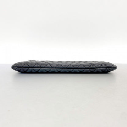 Chanel Clutch Quilted Caviar Leather Black Champagne Gold — view 3