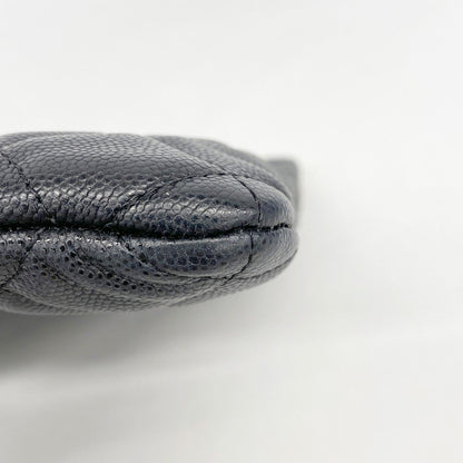 Chanel Clutch Quilted Caviar Leather Black Champagne Gold — view 7