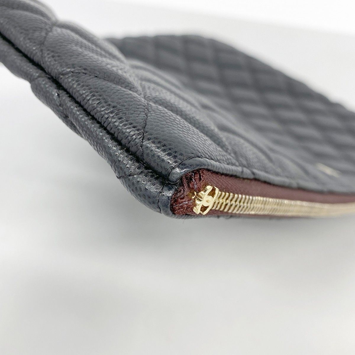 Chanel Clutch Quilted Caviar Leather Black Champagne Gold — view 8