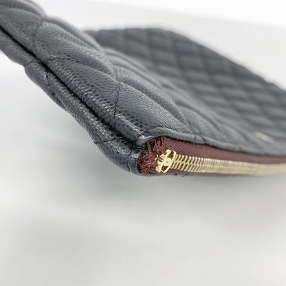 Chanel Clutch Quilted Caviar Leather Black Champagne Gold — view 8