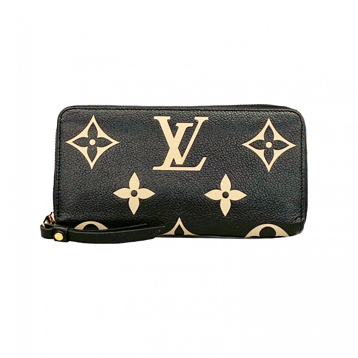 Louis Vuitton Wallet Monogram Empreinte Bicolor Zippy Beige Black Cles