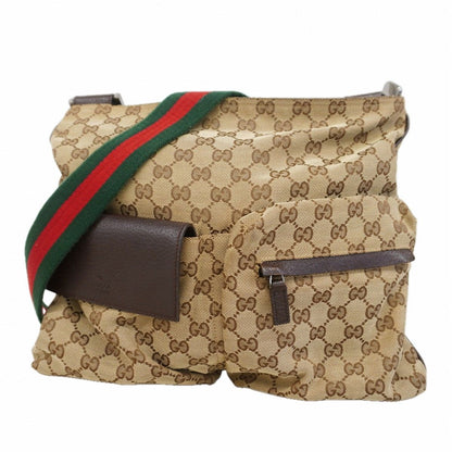 Gucci Shoulder Bag GG Supreme Sherry Line Canvas Brown Beige Silver