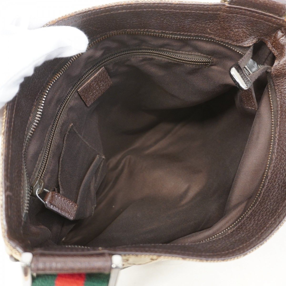 Gucci Shoulder Bag GG Supreme Sherry Line Canvas Brown Beige Silver — view 4