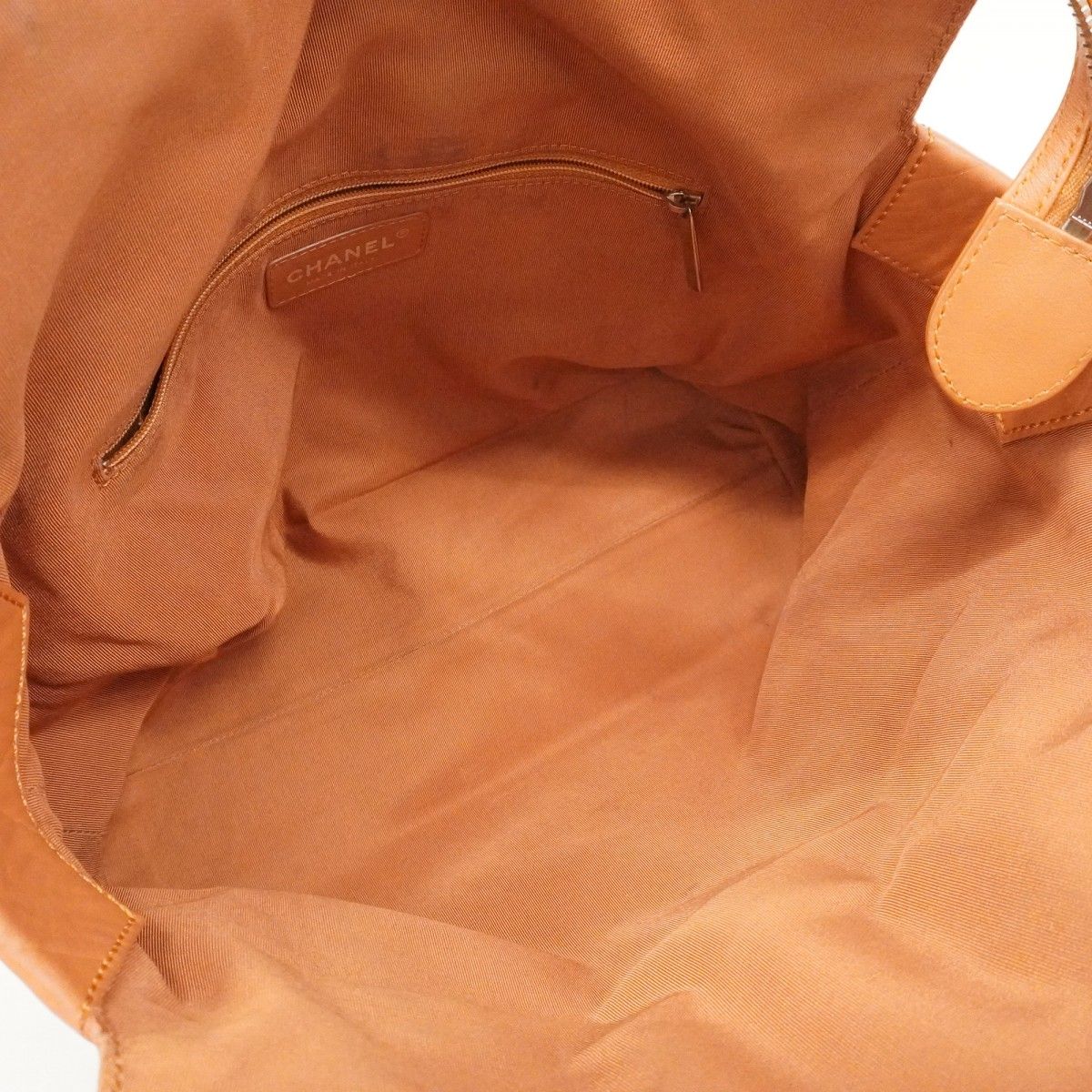Chanel Handbag Stitch Leather Brown Silver — view 4