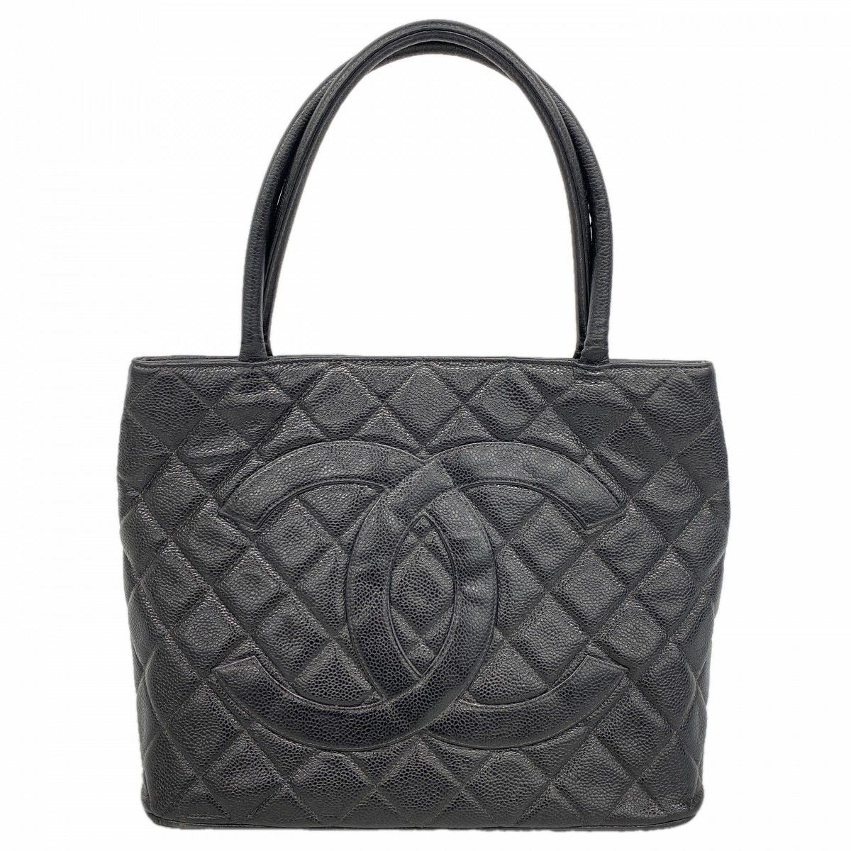 Chanel Tote Medallion Caviar Leather Black Gold