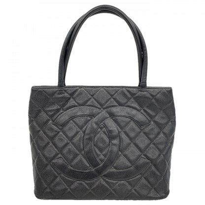 Chanel Tote Medallion Caviar Leather Black Gold
