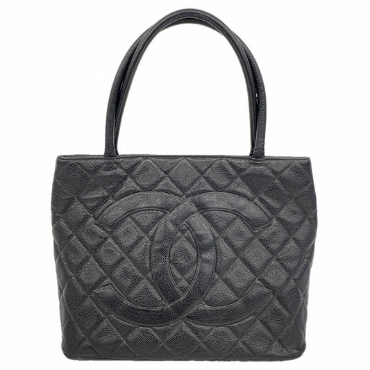Chanel Tote Medallion Caviar Leather Black Gold