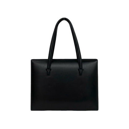 Loewe Vintage Logo Embossed Leather Boston Bag Tote Black — view 3