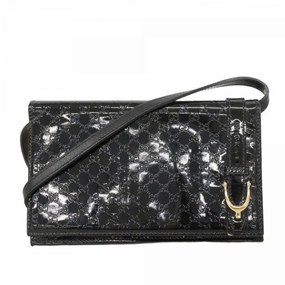 Gucci Shoulder Wallet Micro Guccissima Enamel Black Gold