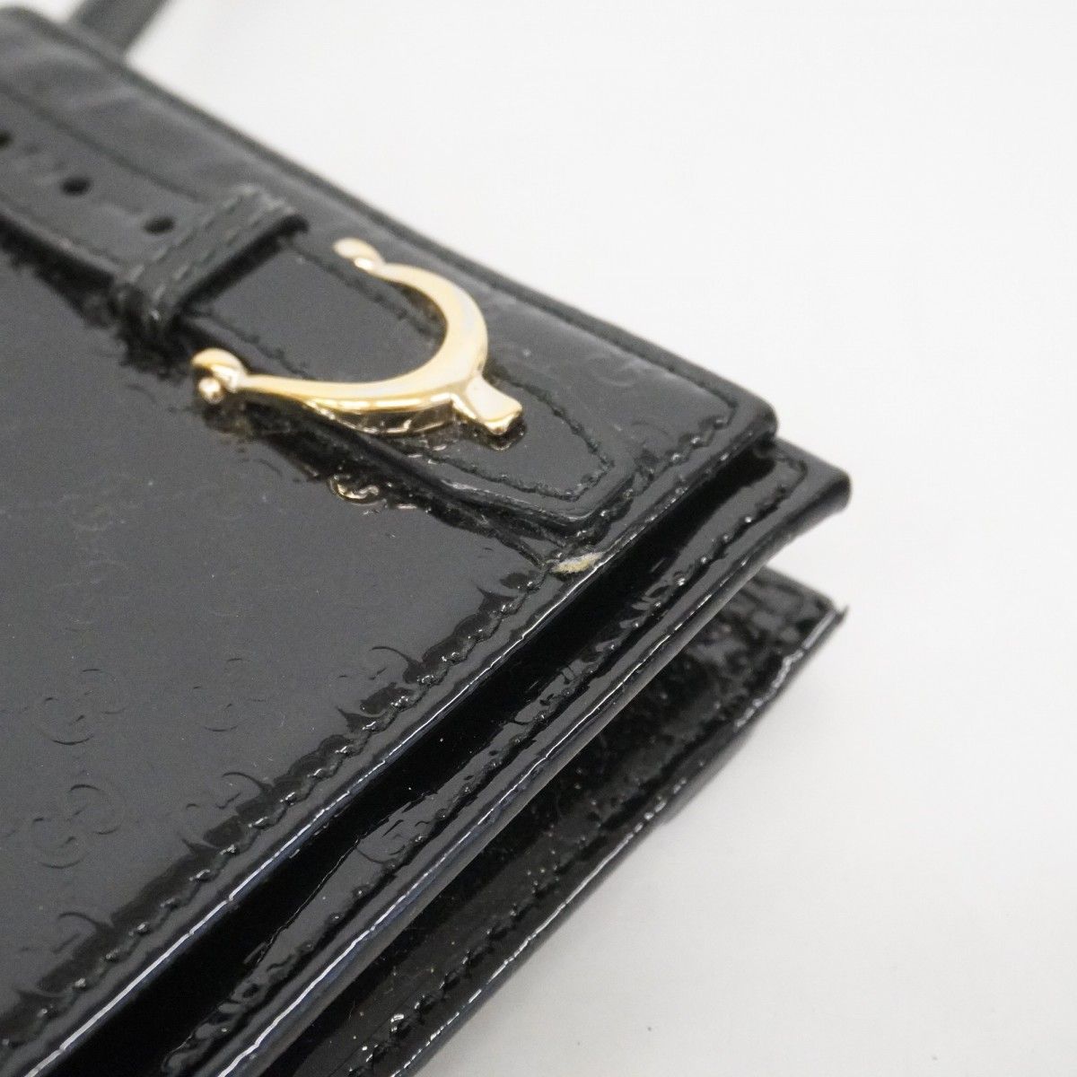 Gucci Shoulder Wallet Micro Guccissima Enamel Black Gold — view 7