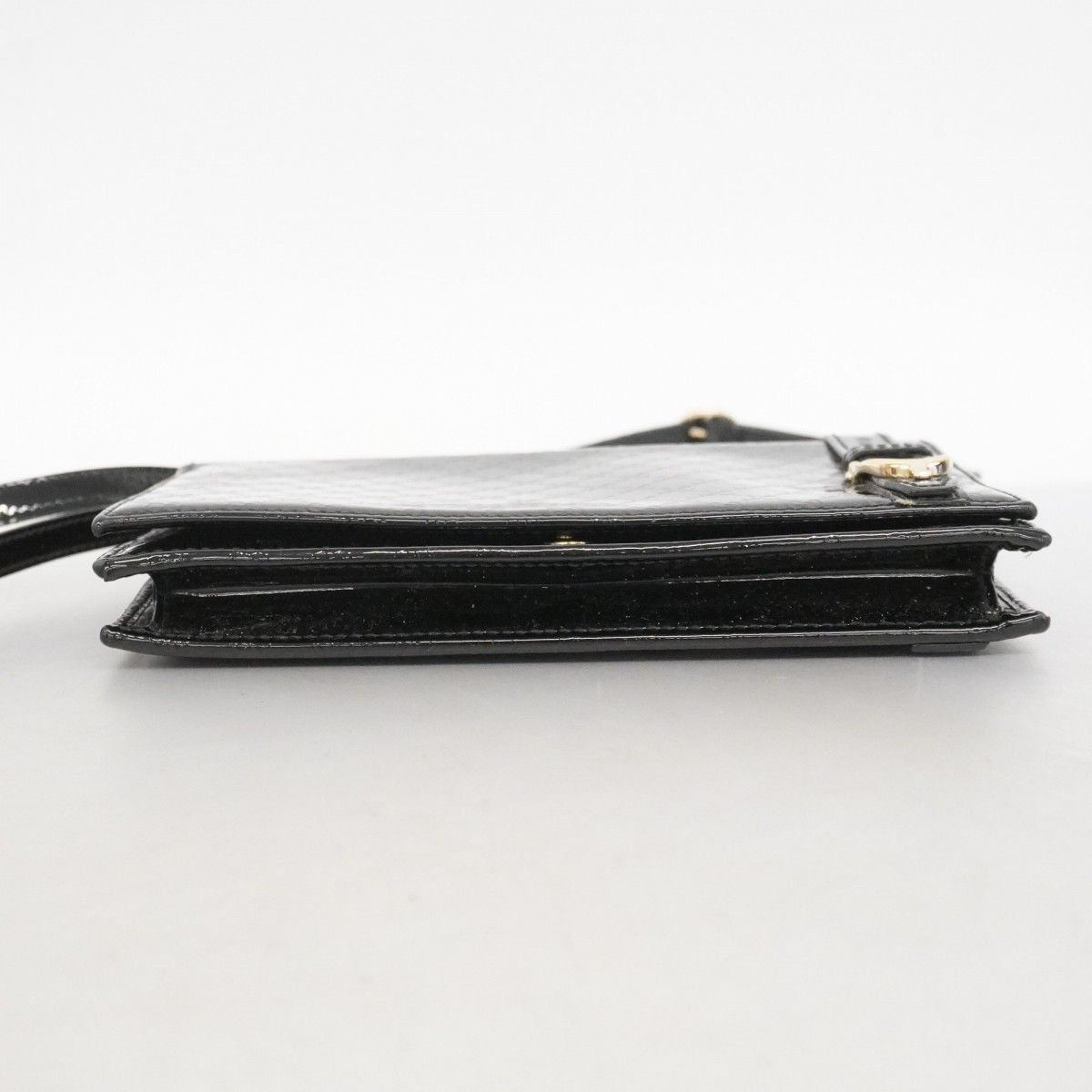 Gucci Shoulder Wallet Micro Guccissima Enamel Black Gold — view 3