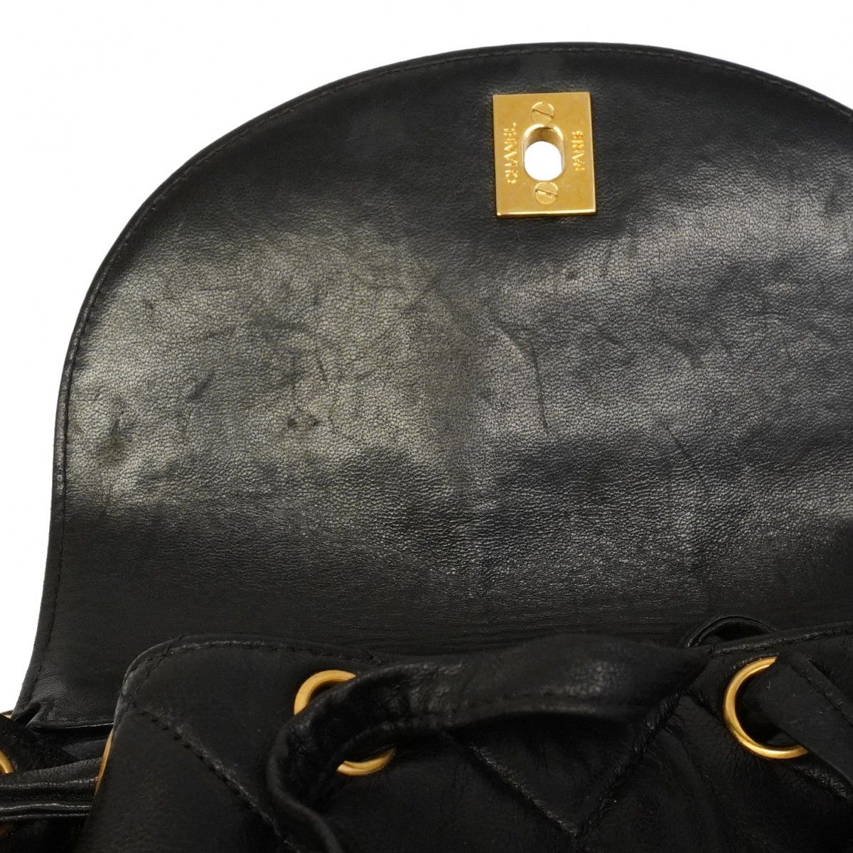 Chanel Backpack Quilted Lambskin Black Gold — view 9