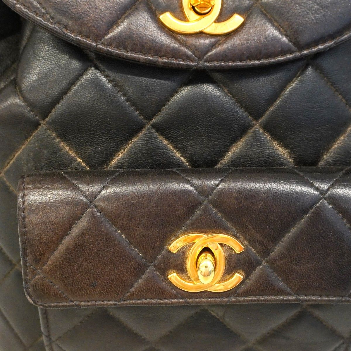 Chanel Backpack Quilted Lambskin Black Gold — view 8