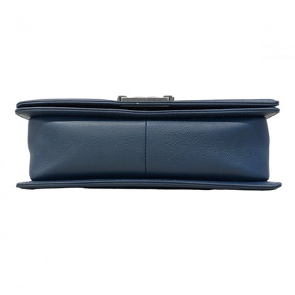 Chanel Shoulder Bag Boy Caviar Leather Navy Silver — view 3