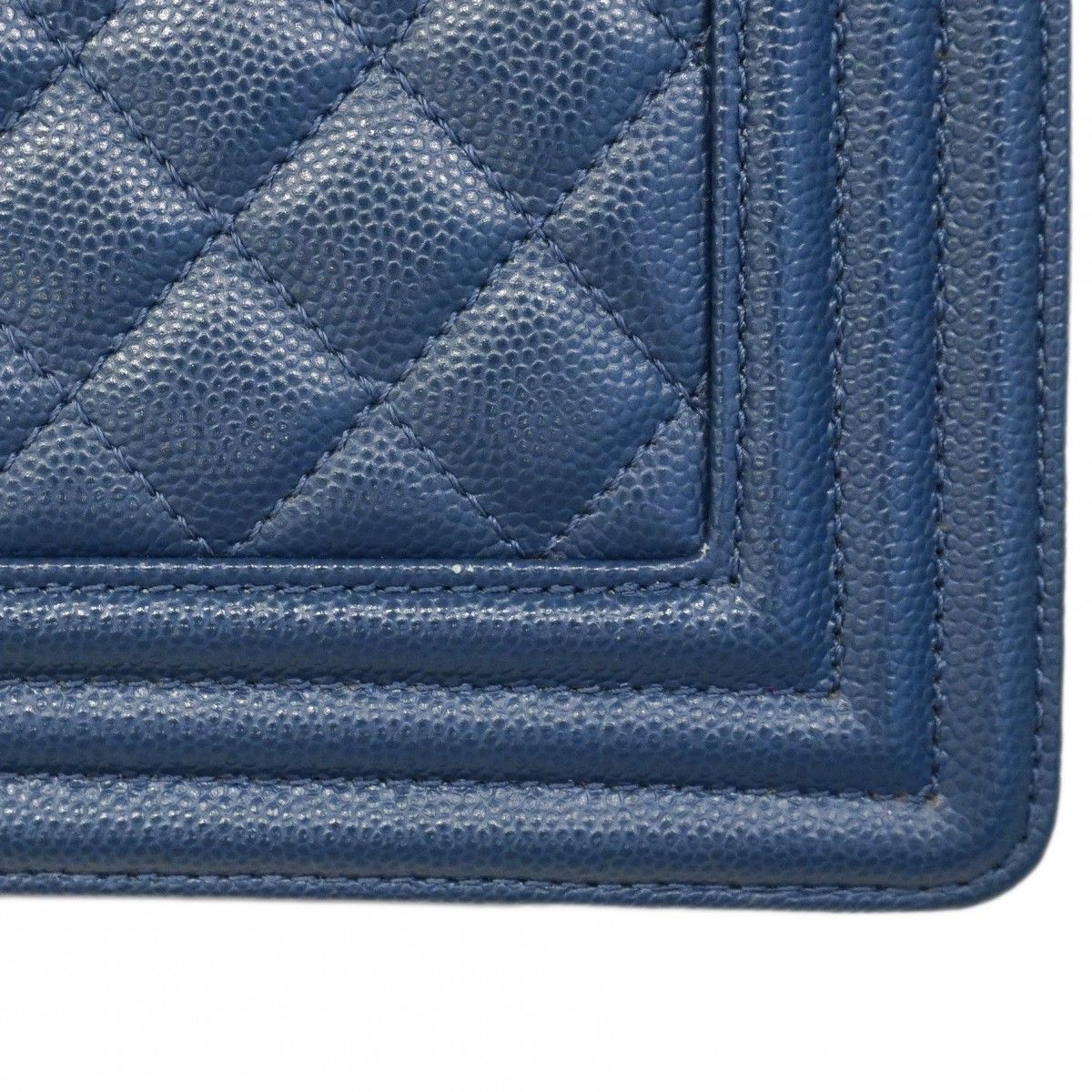 Chanel Shoulder Bag Boy Caviar Leather Navy Silver — view 6