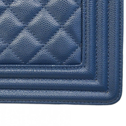 Chanel Shoulder Bag Boy Caviar Leather Navy Silver — view 6