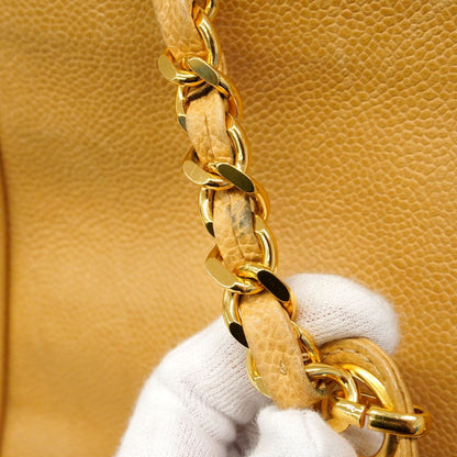 Chanel Shoulder Bag Triple Coco Caviar Leather Beige Gold — view 8