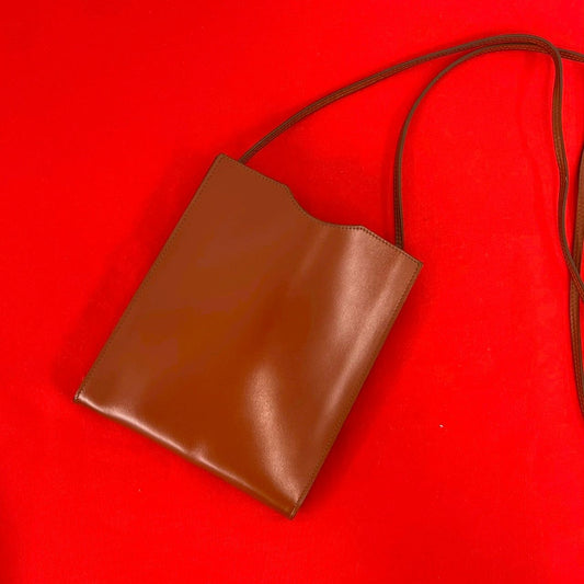 Hermes Omenitu Vintage Leather Shoulder Bag Mini Pochette Crossbody Brown