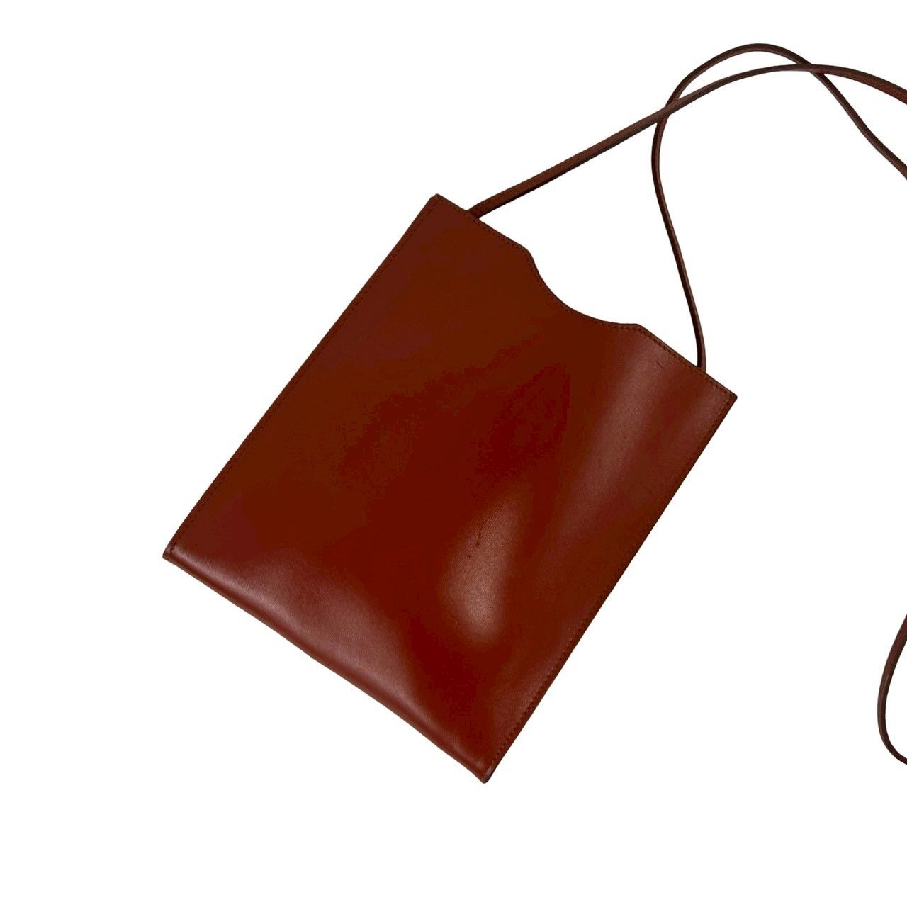 Hermes Omenitu Vintage Leather Shoulder Bag Mini Pochette Crossbody Brown — view 3