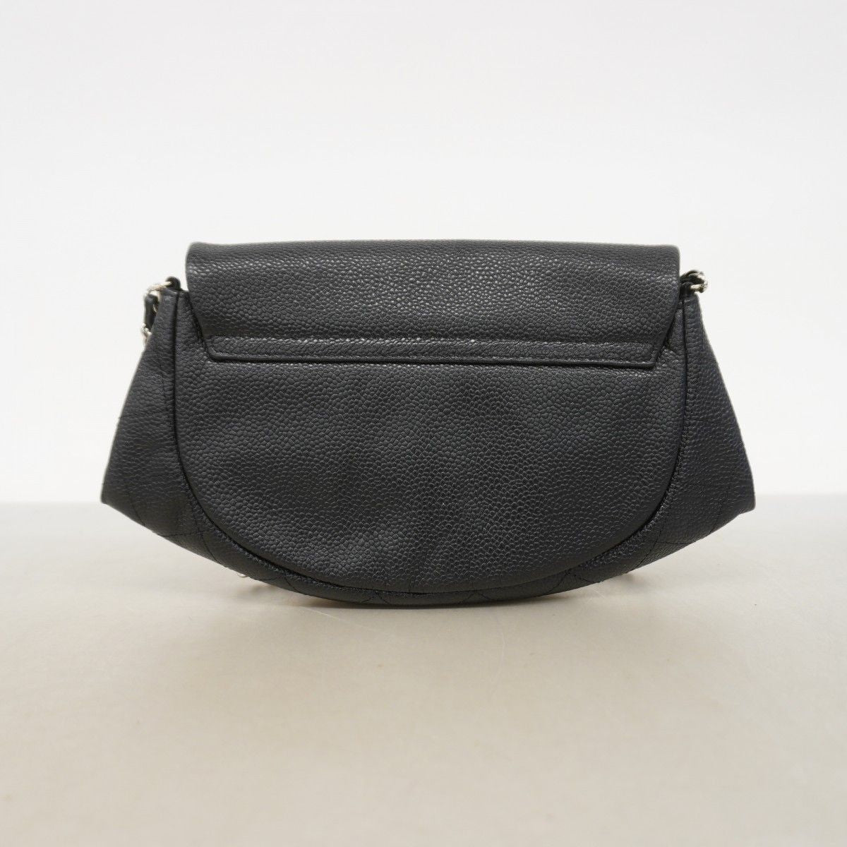 Chanel Shoulder Bag Caviar Leather Black Silver — view 8