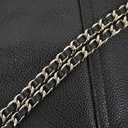 Chanel Shoulder Bag Caviar Leather Black Silver — view 7