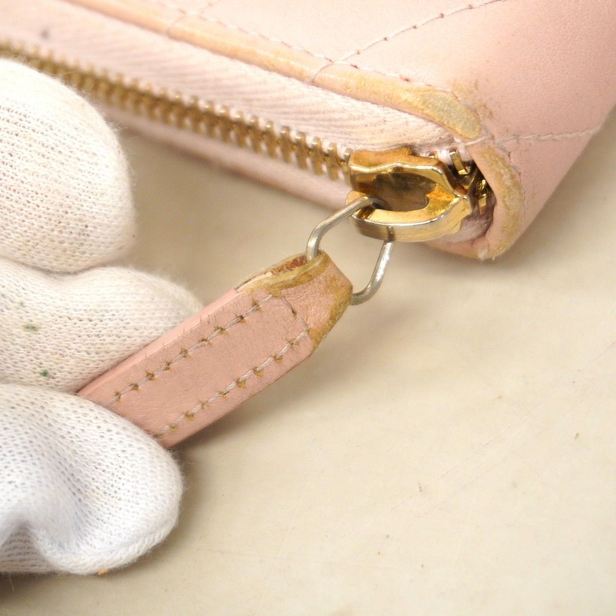 Chanel Wallet Stitch Lambskin Pink Champagne Gold — view 5