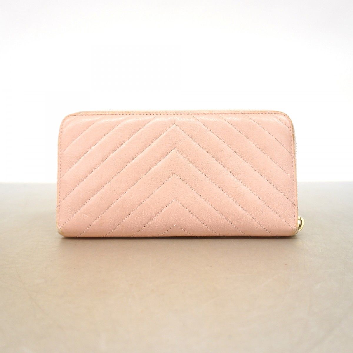 Chanel Wallet Stitch Lambskin Pink Champagne Gold — view 9
