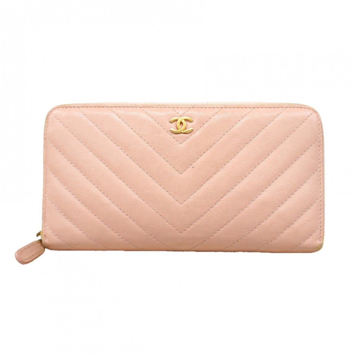 Chanel Wallet Stitch Lambskin Pink Champagne Gold