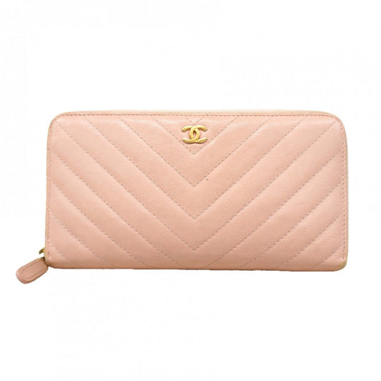 Chanel Wallet Stitch Lambskin Pink Champagne Gold