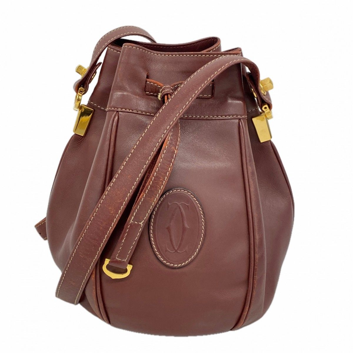 Cartier Shoulder Bag Must Leather Bordeaux Gold