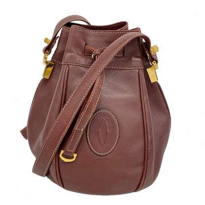 Cartier Shoulder Bag Must Leather Bordeaux Gold