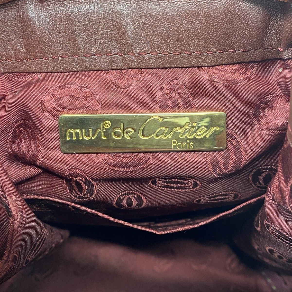 Cartier Shoulder Bag Must Leather Bordeaux Gold — view 5