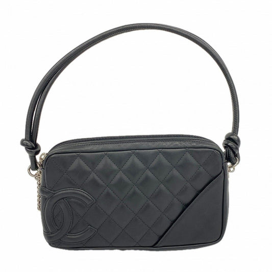 Chanel Handbag Cambon Lambskin Black Silver