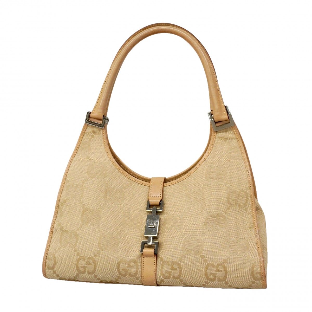 Gucci Handbag Jackie Jumbo GG 002 Canvas Beige Silver
