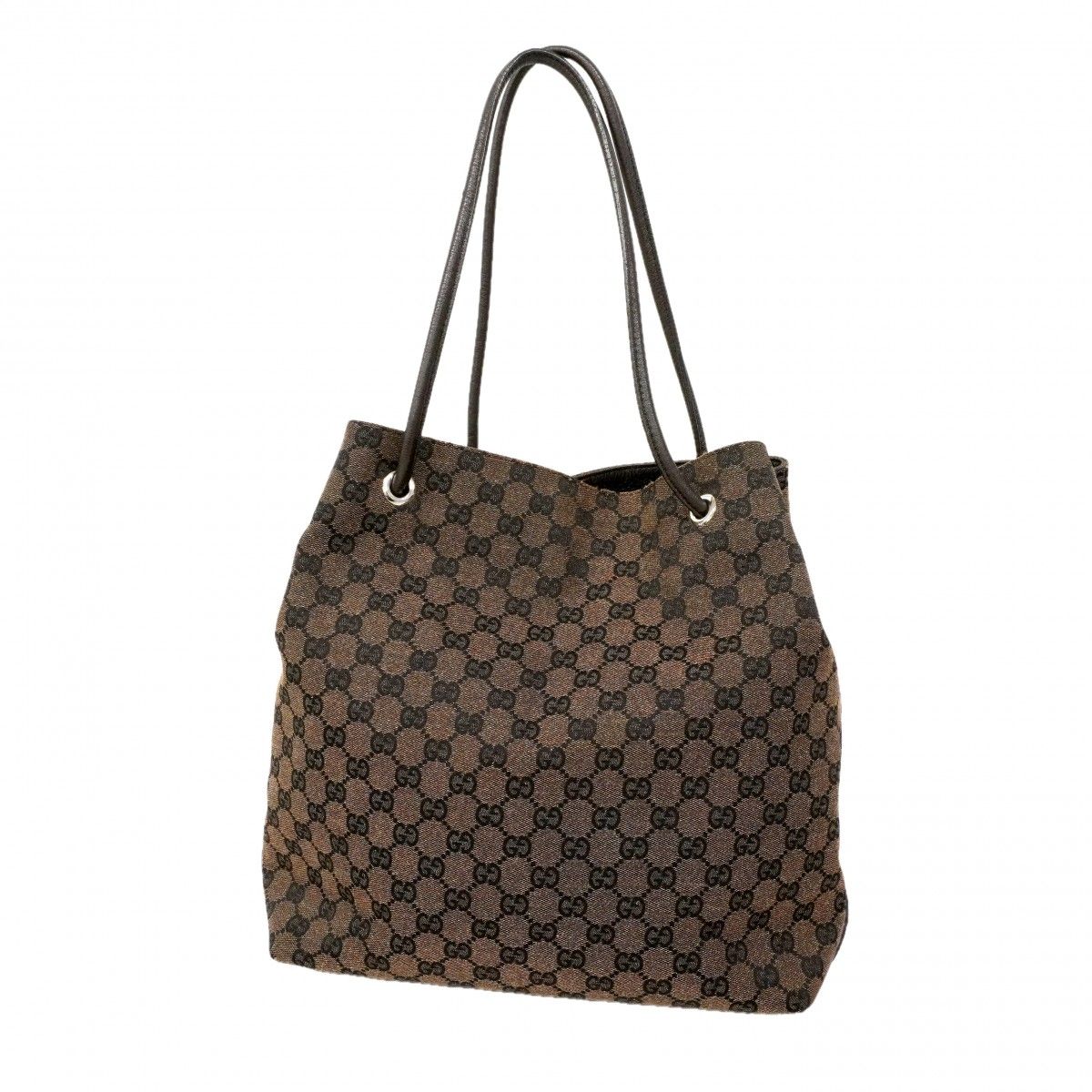 Gucci Tote GG Canvas Black Brown Silver