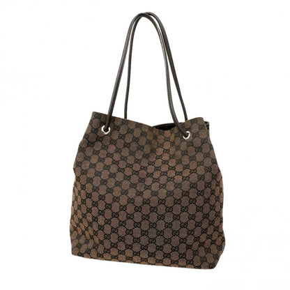 Gucci Tote GG Canvas Black Brown Silver