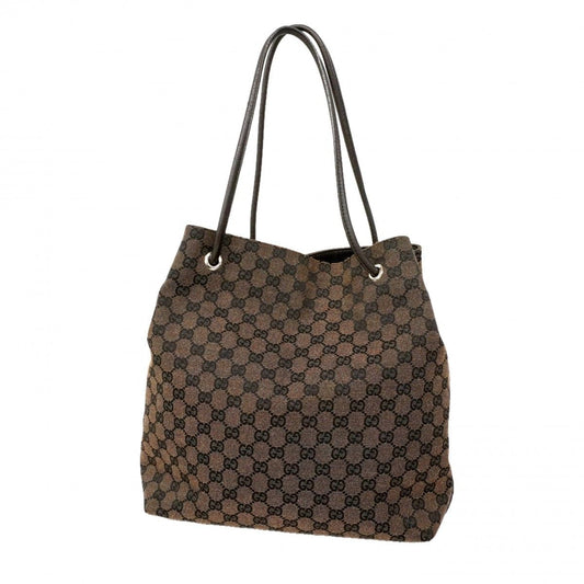 Gucci Tote GG Canvas Black Brown Silver