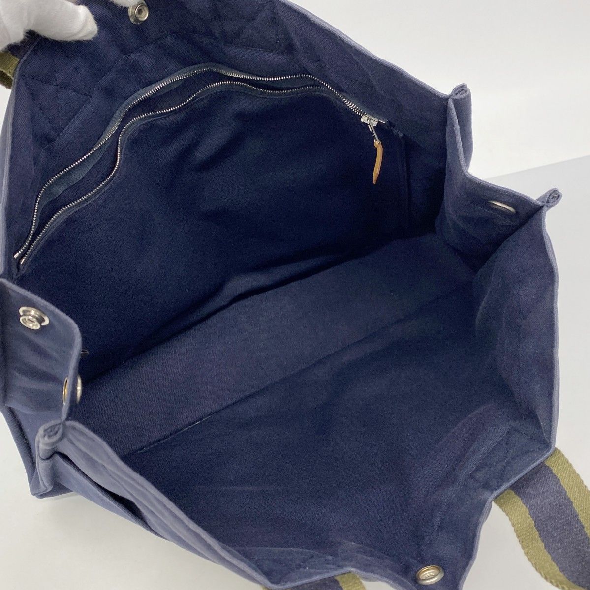 Hermes Tote Fourre Tout MM Canvas Navy Silver — view 4