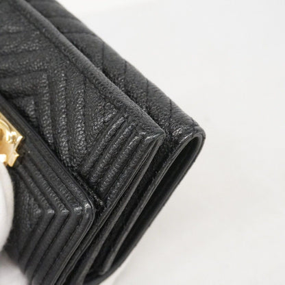 Chanel Trifold Wallet Caviar Leather Black Gold — view 5