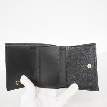 Chanel Trifold Wallet Caviar Leather Black Gold — view 3