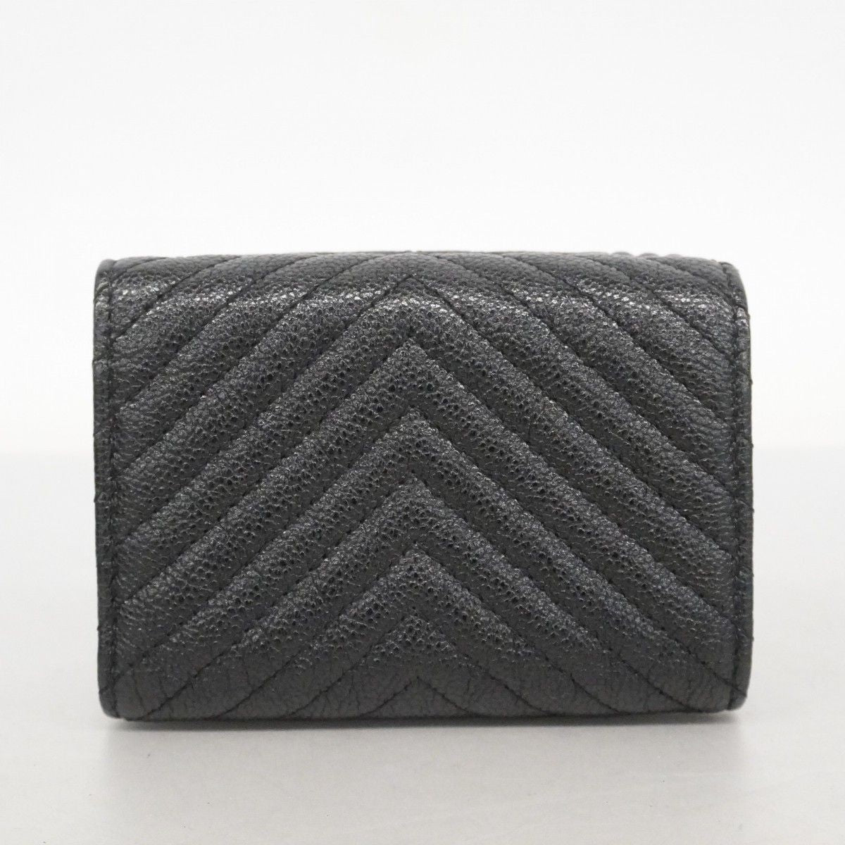 Chanel Trifold Wallet Caviar Leather Black Gold — view 8