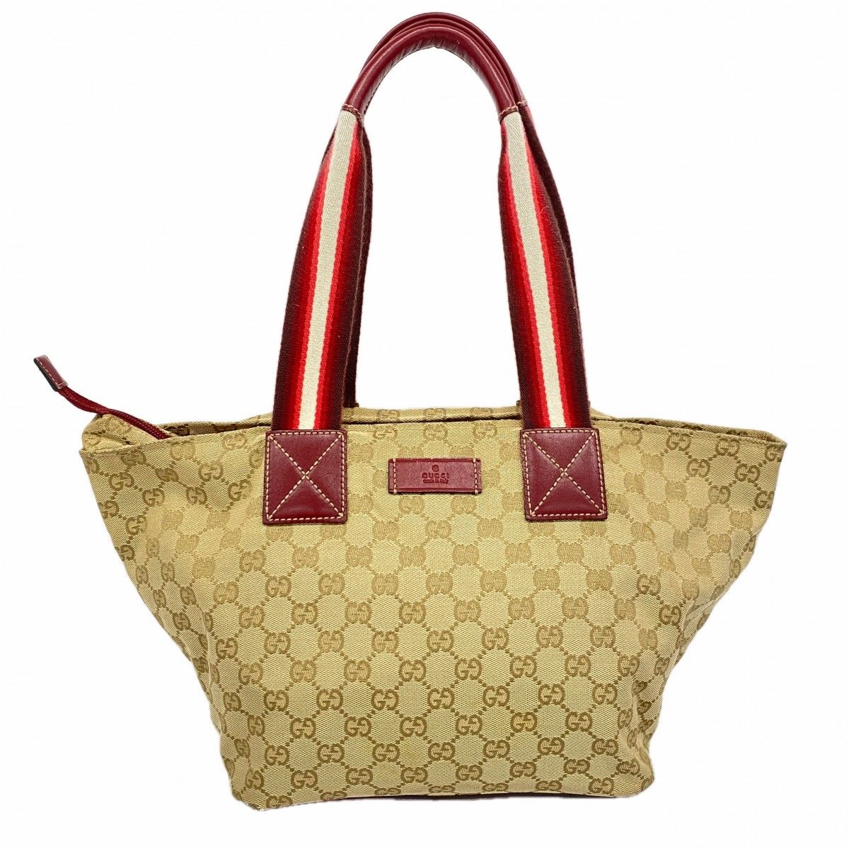 Gucci Handbag GG Canvas Beige Red Champagne Gold