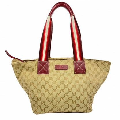 Gucci Handbag GG Canvas Beige Red Champagne Gold