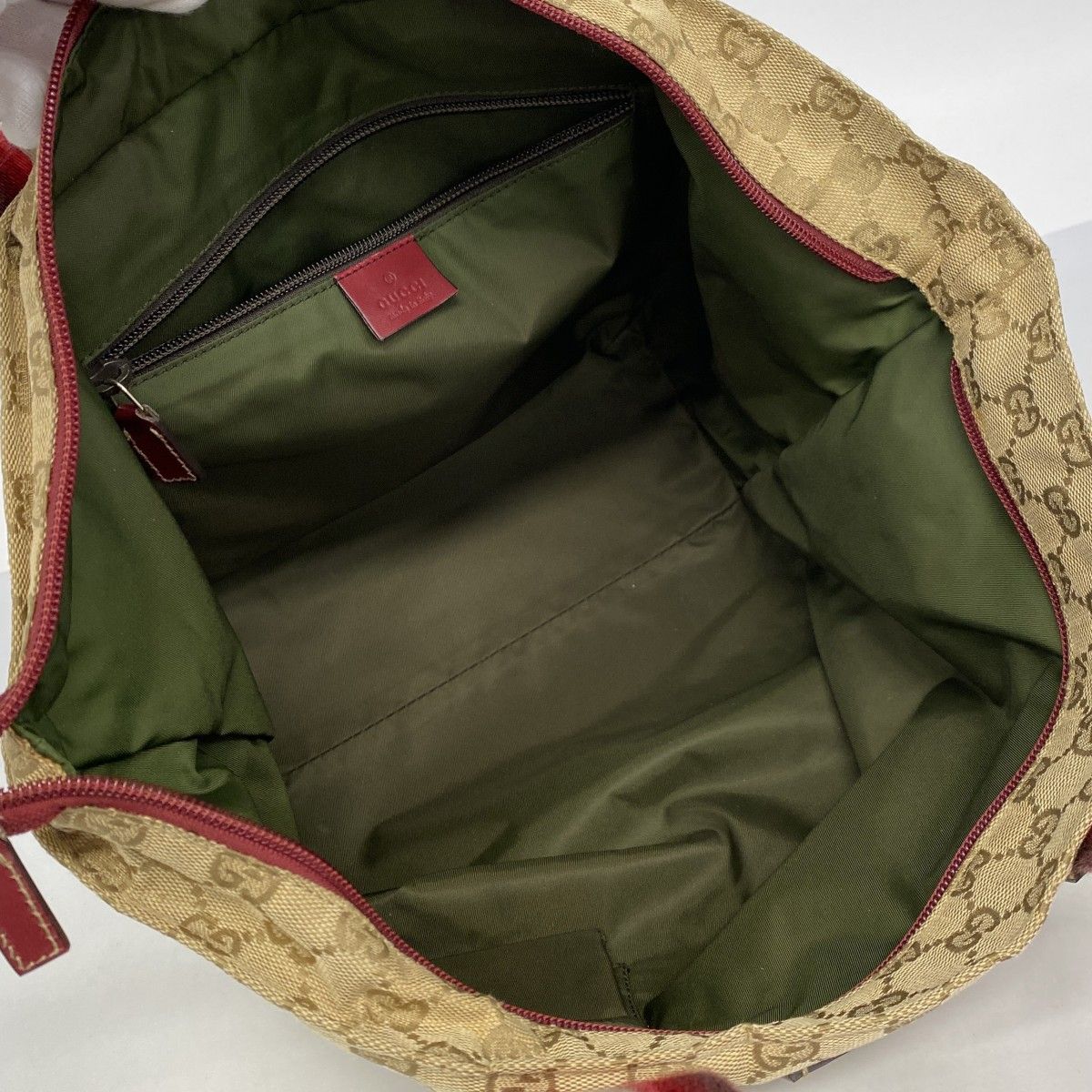 Gucci Handbag GG Canvas Beige Red Champagne Gold — view 4