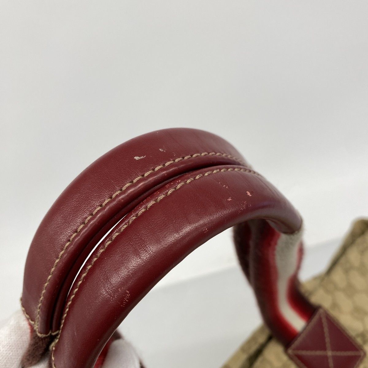 Gucci Handbag GG Canvas Beige Red Champagne Gold — view 8