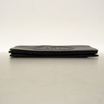 Chanel Shoulder Wallet Leather Black Gold — view 3