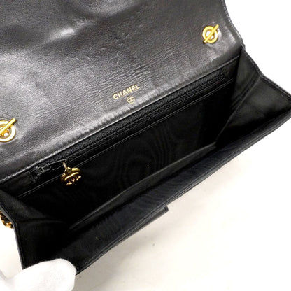 Chanel Shoulder Wallet Leather Black Gold — view 4