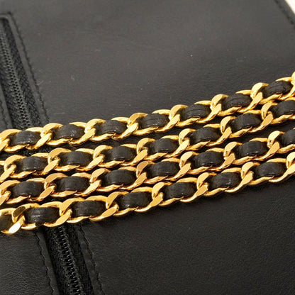 Chanel Shoulder Wallet Leather Black Gold — view 9