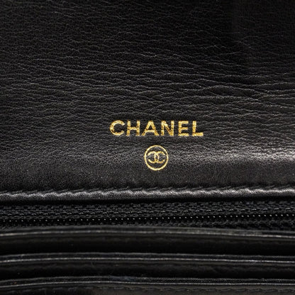 Chanel Shoulder Wallet Leather Black Gold — view 5