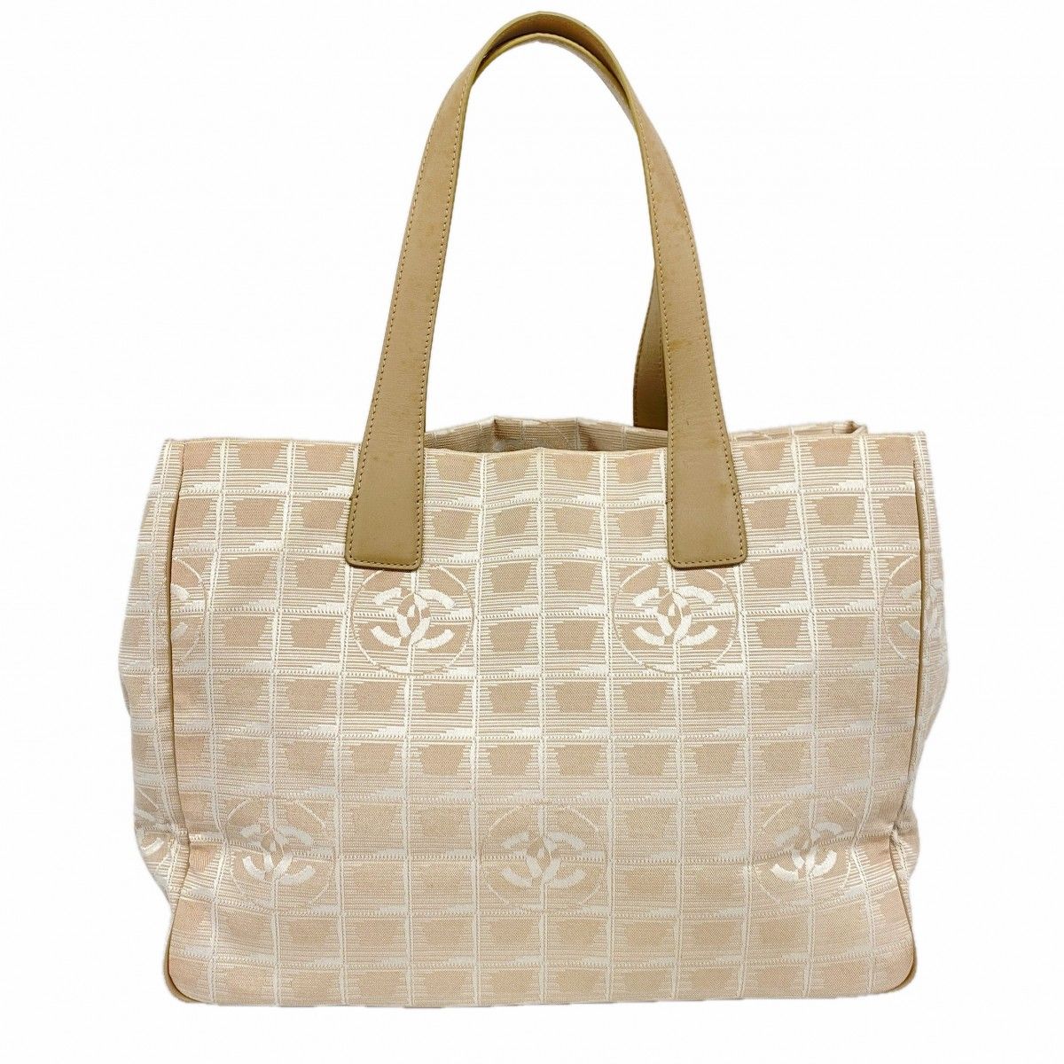 Chanel Tote New Travel Nylon Beige Gold